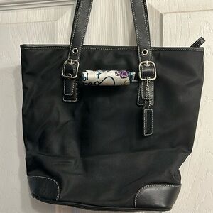 Black Coach Bag cloth & leather